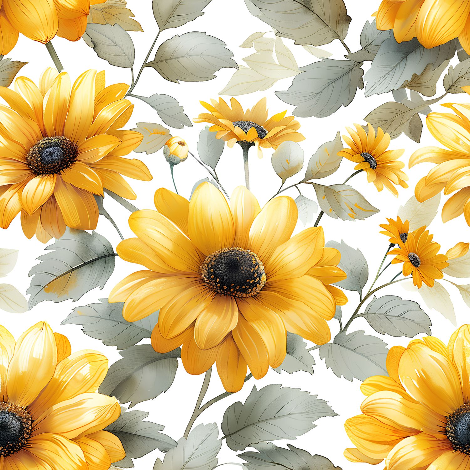 向日葵花海 印花布 布花