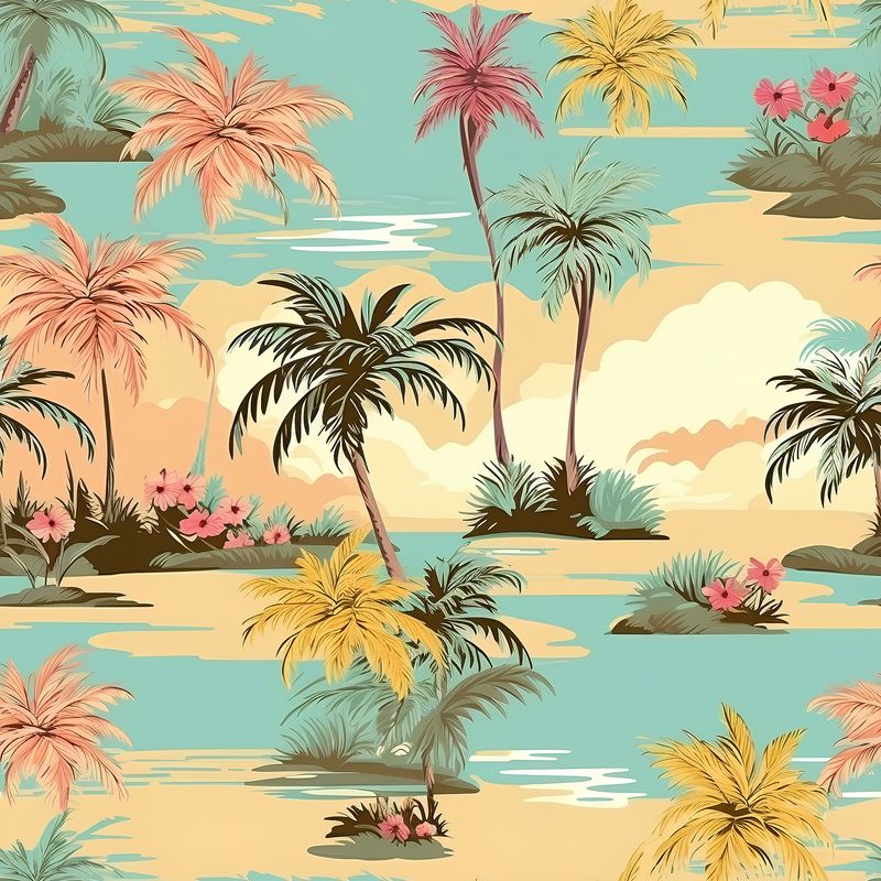 熱帶海灘風情 印花布 布花