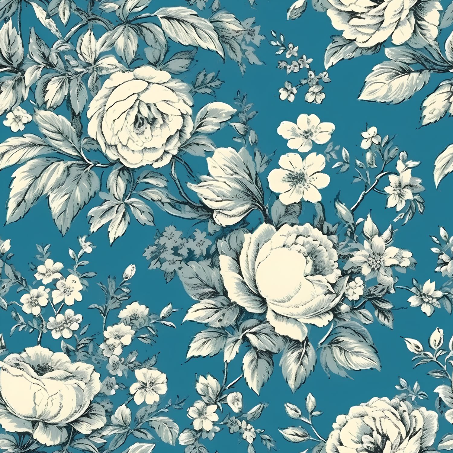 繁花綻放藍調魅力 印花布 布花