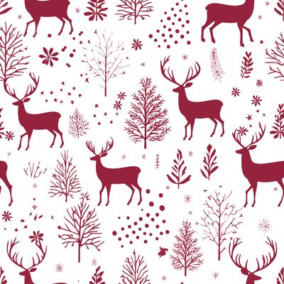 冬日馴鹿森林 印花布 布花