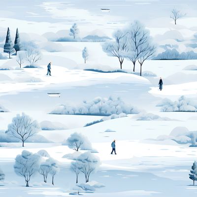 冬日漫步 印花布 布花