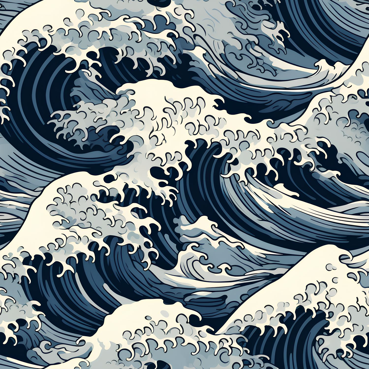 蔚藍海浪交響曲 印花布 布花