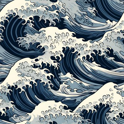 蔚藍海浪交響曲 印花布 布花