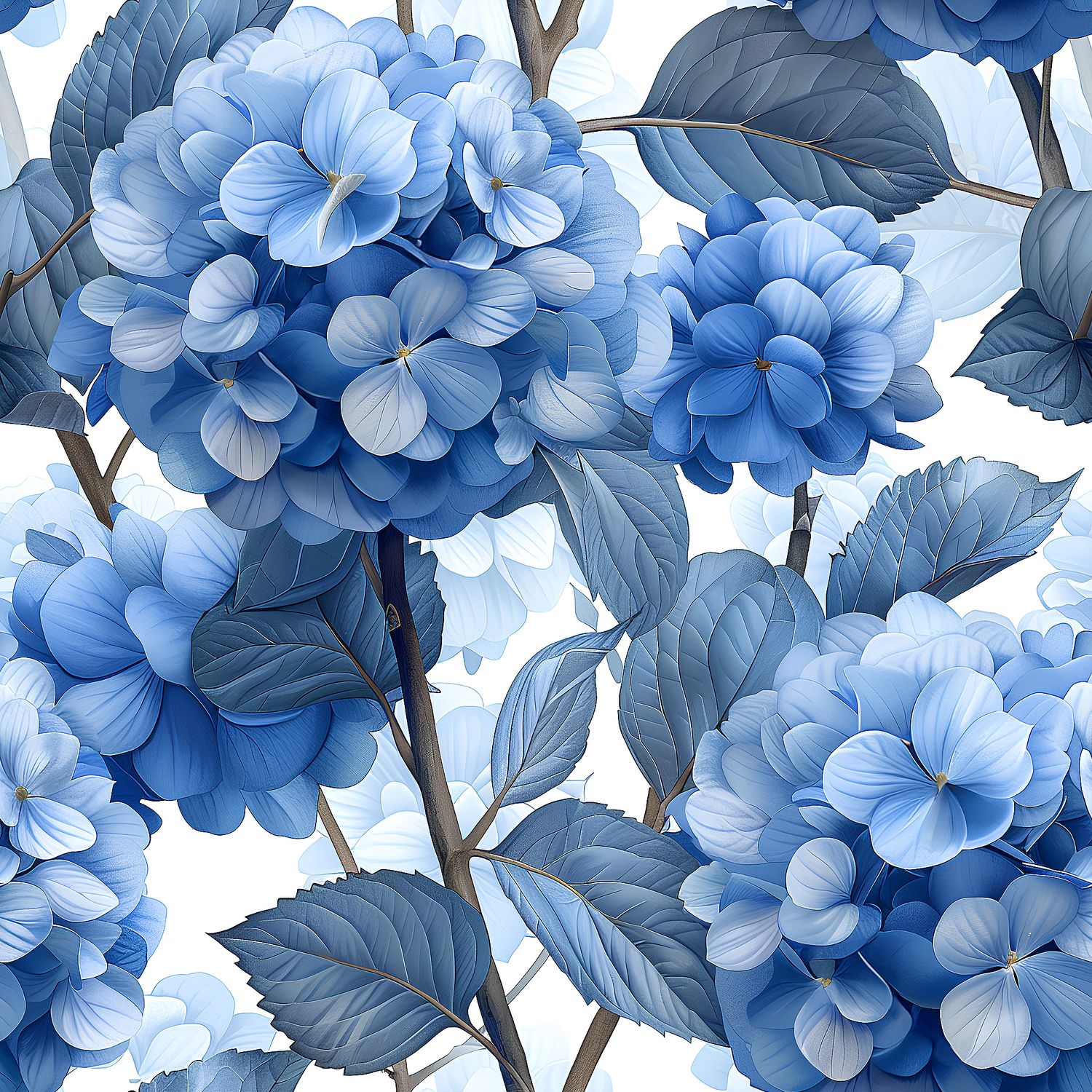 藍色繡球盛開的季節 印花布 布花