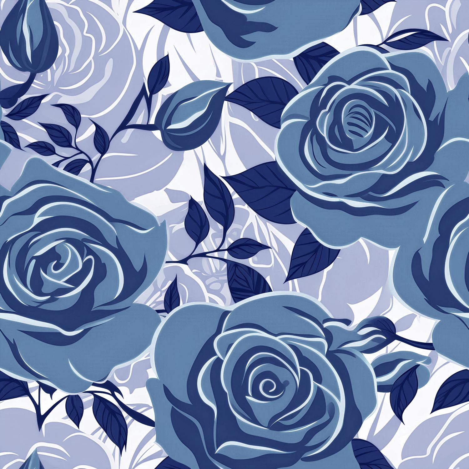 藍色玫瑰的夢境 印花布 布花