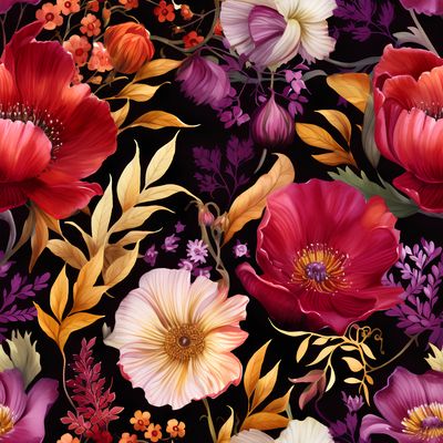 唯美秋季花卉畫作 印花布 布花