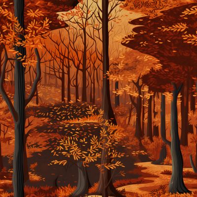 秋日森林 印花布 布花