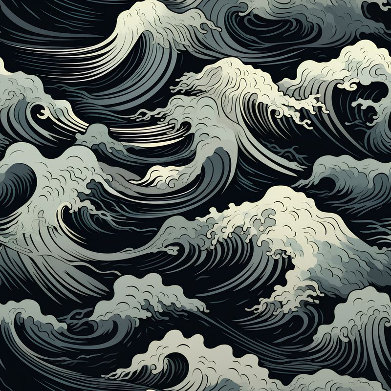 浪濤之舞 印花布 布花