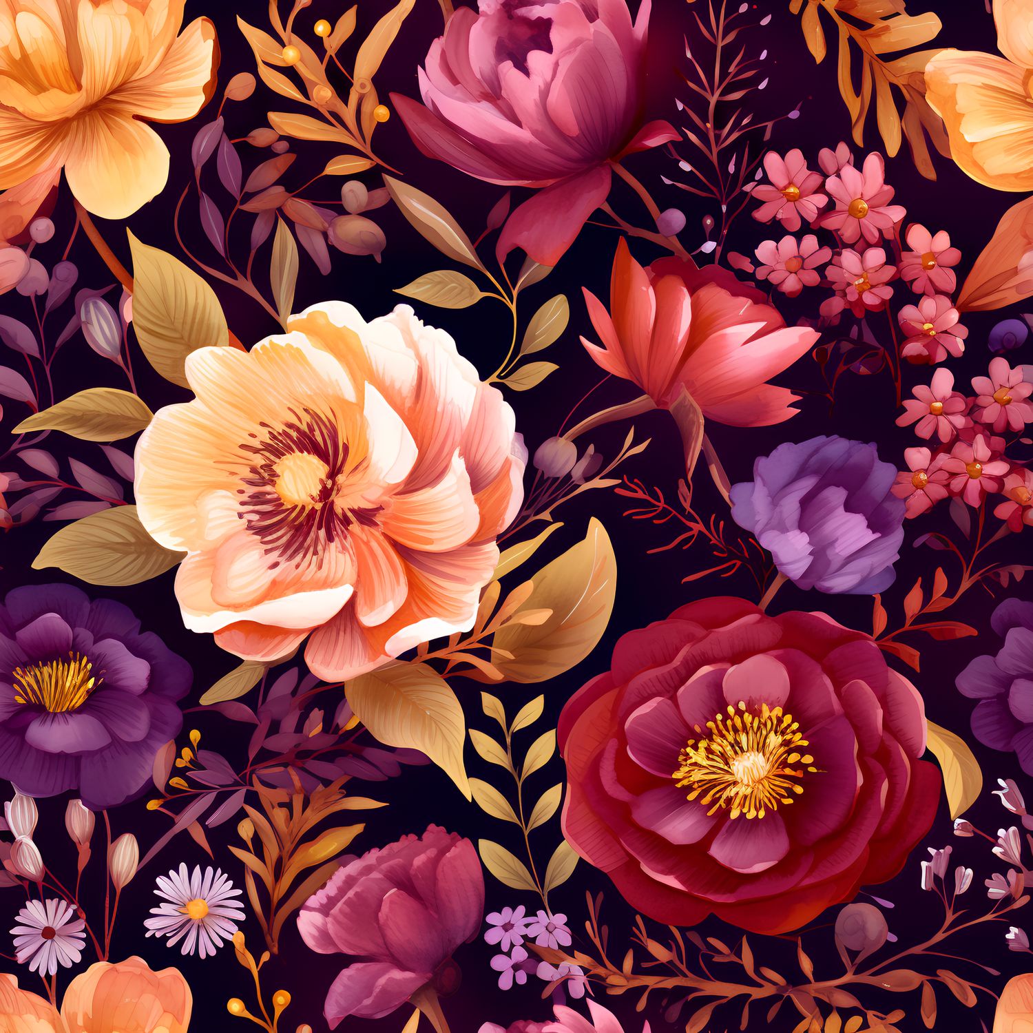 繽紛花卉的秋季盛宴 印花布 布花