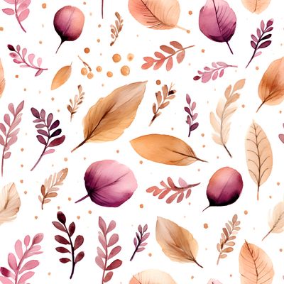 秋日夢想葉片與漸層 印花布 布花