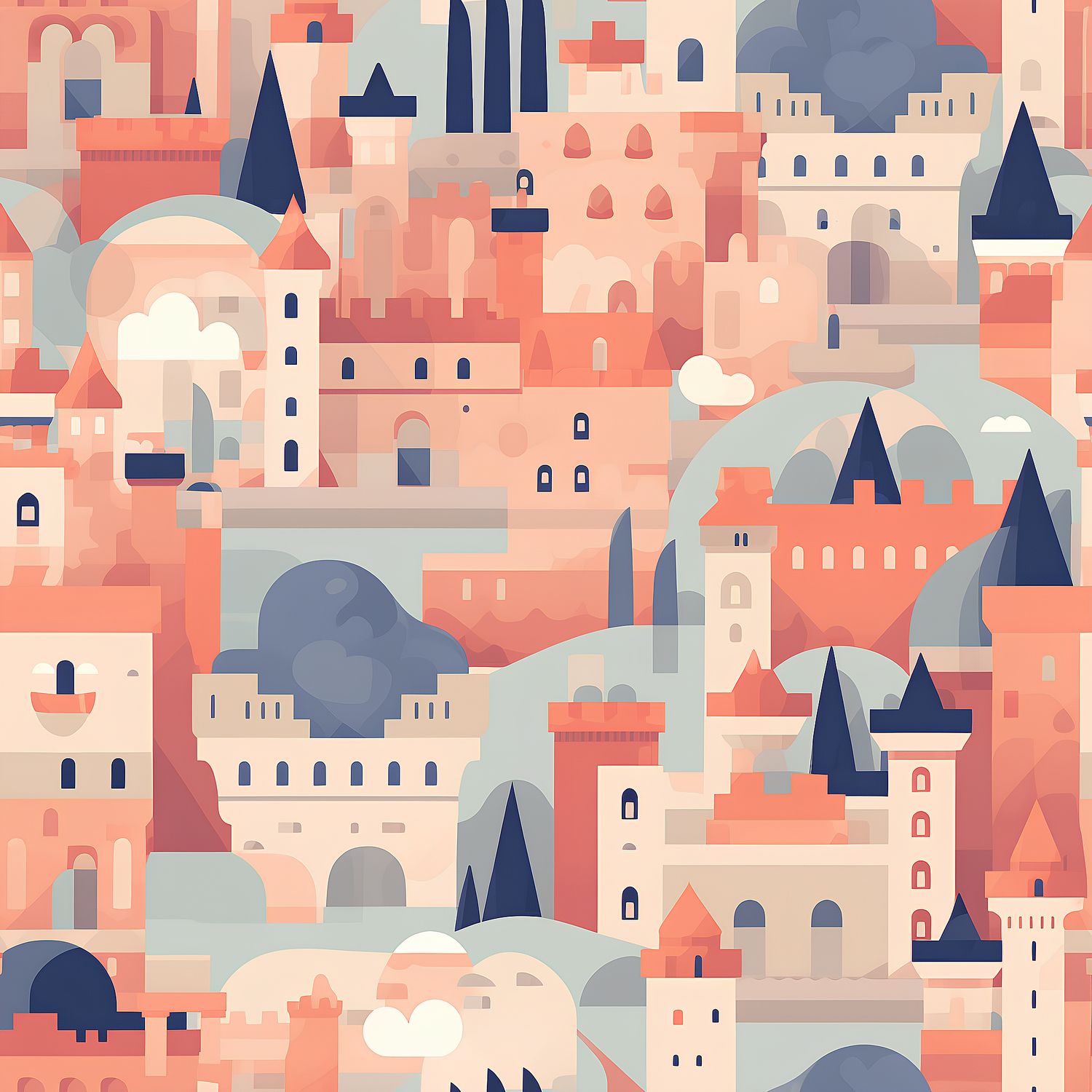 夢幻城堡之國 印花布 布花