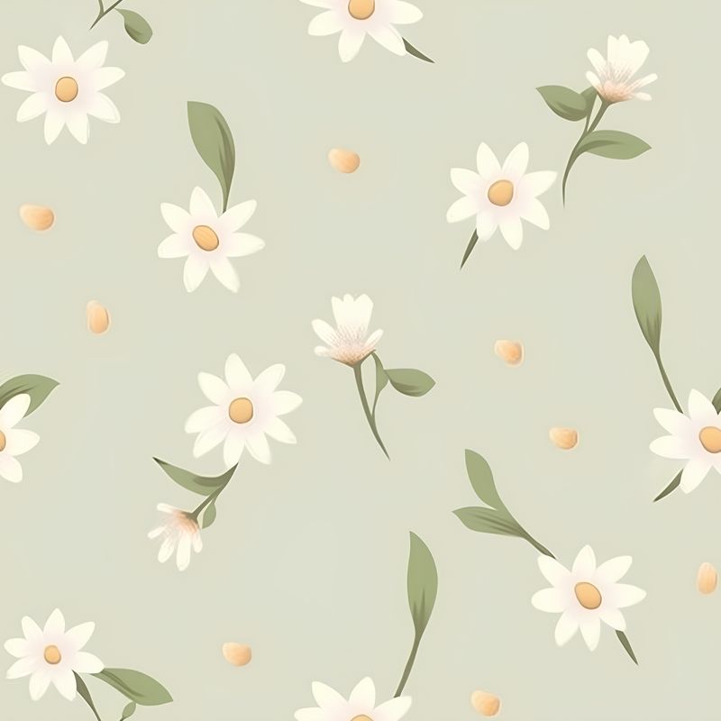 白色小雛菊的芬芳舞動 印花布 布花