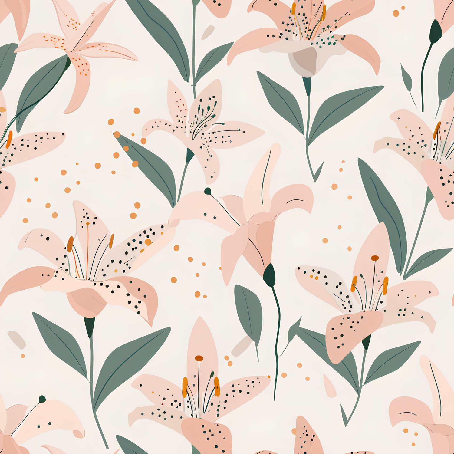 微風中的百合花 印花布 布花