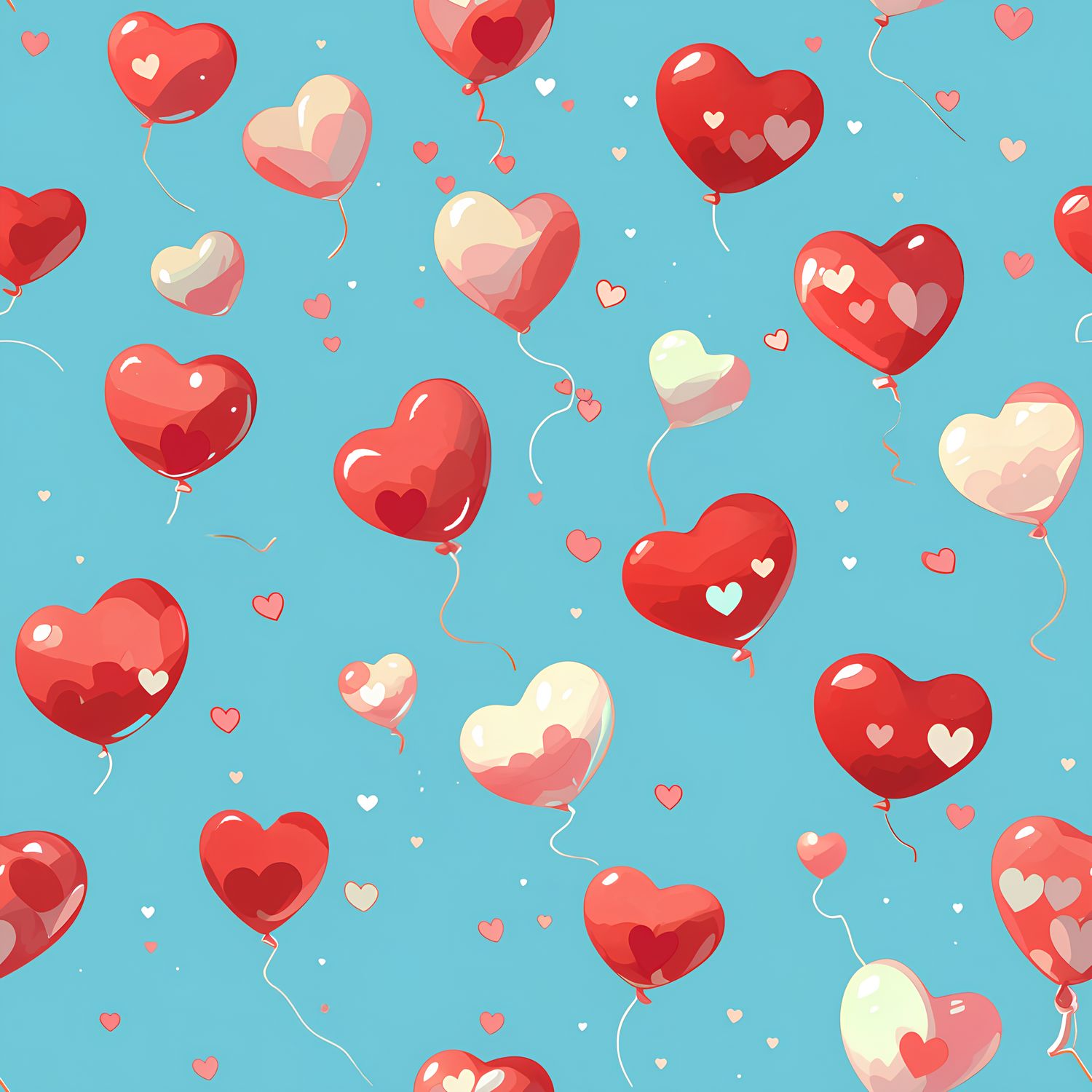 心心相映的天空 印花布 布花