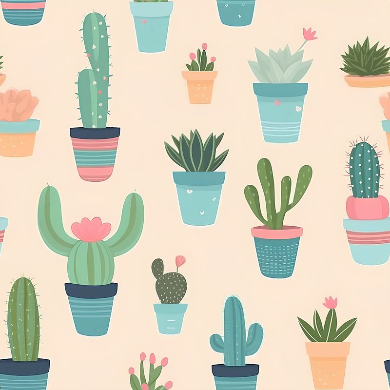 多肉植物的可愛插畫 印花布 布花