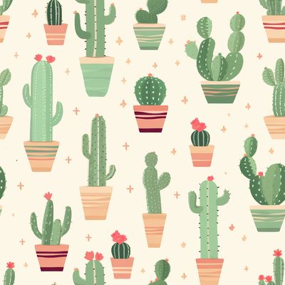 可愛仙人掌圖案 印花布 布花