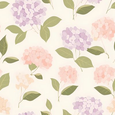 繽紛繡球花繪圖 印花布 布花