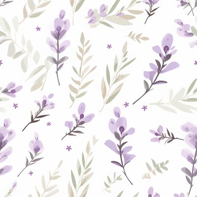 薰衣草花卉插畫背景 印花布 布花