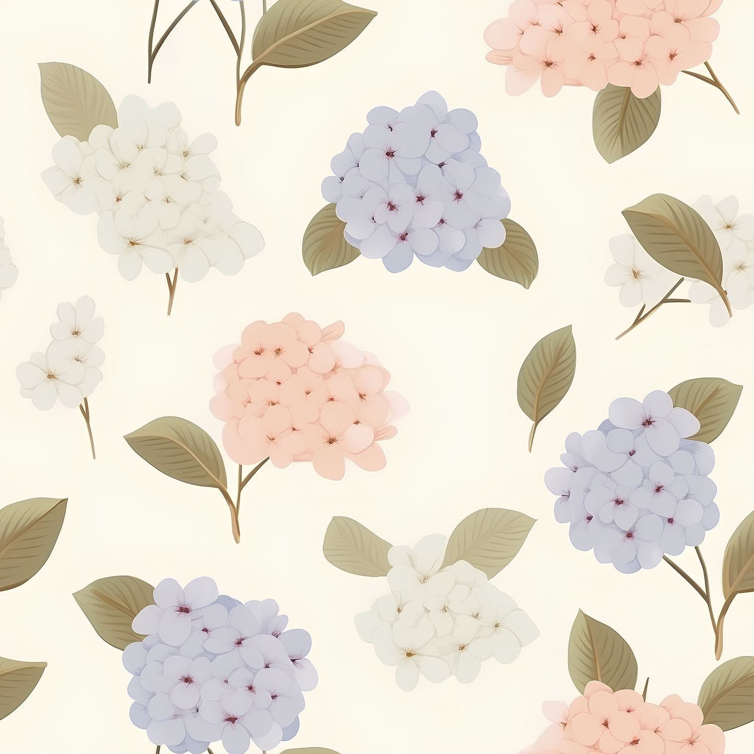 夢幻繡球花朵圖案 印花布 布花