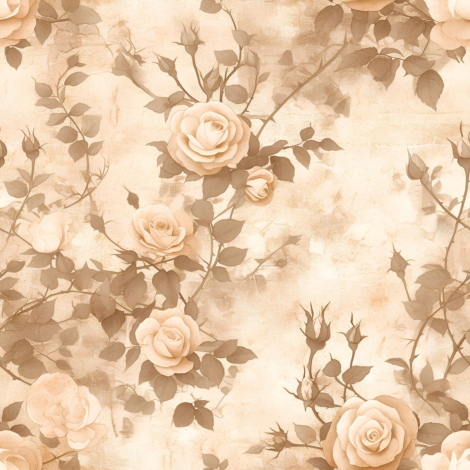 玫瑰藤蔓的和諧夢境 印花布 布花