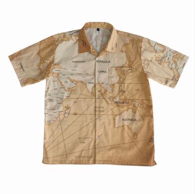古地圖 印花 古巴領 襯衫 短袖襯衫 (2XL 預購)