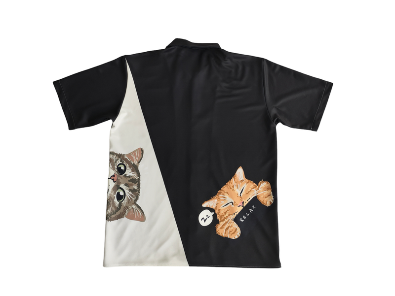 喵星人 印花 古巴領 襯衫 短袖襯衫 (2XL 預購)