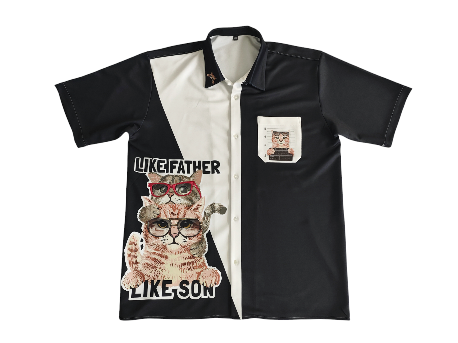 喵星人 印花 古巴領 襯衫 短袖襯衫 (2XL 預購)