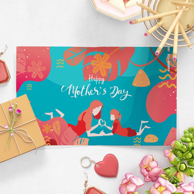 [設計圖樣][母女愛心幾何插畫] 素材 全品項 適用