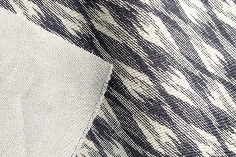 黑白與花紋 滿版 印花 10N厚斜紋棉帆布(黃色)(白色)