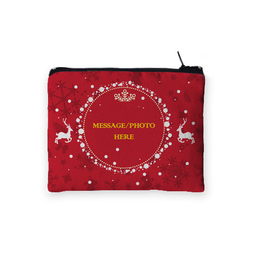 [設計圖樣] 聖誕 麋鹿 圓框 零錢包 Elk round frame coin purse, 款式顏色 Color: 聖誕紅 Red