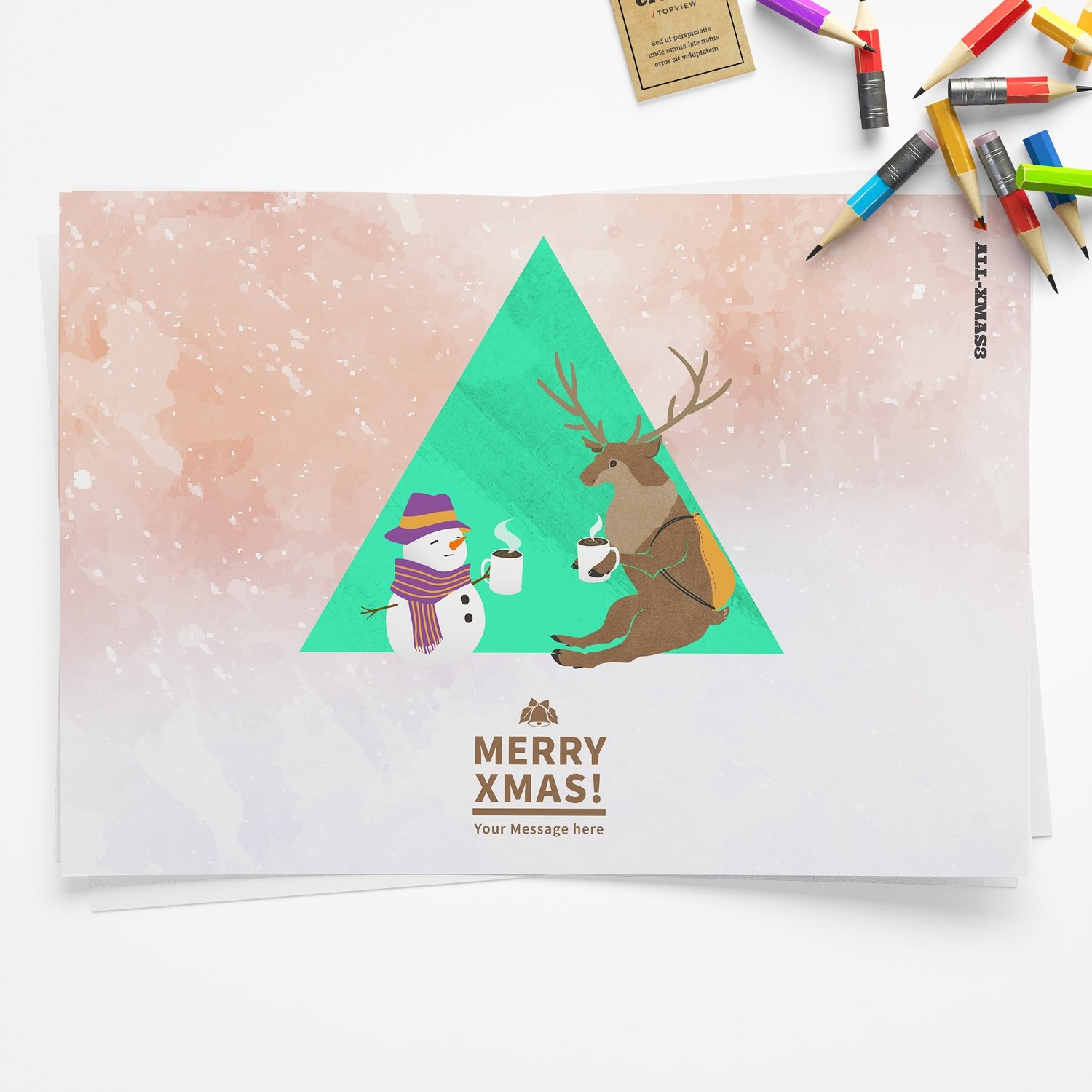 [設計圖樣][寒冬送暖-和馴鹿先生喝可可] 聖誕 插畫 全品項 適用