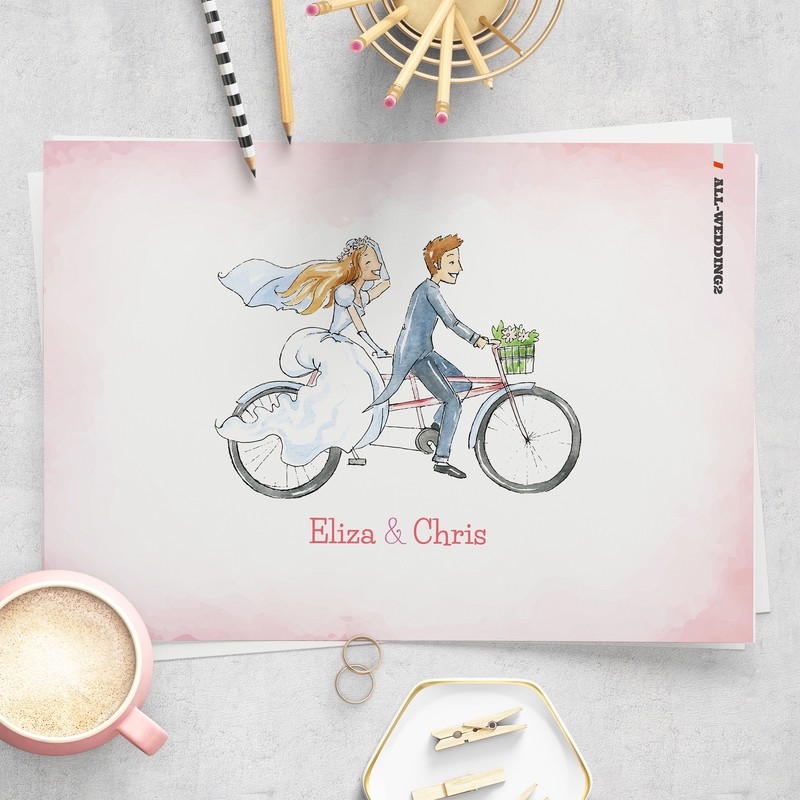 [設計圖樣][婚紗雙人腳踏車] 婚禮 插畫 全品項 適用