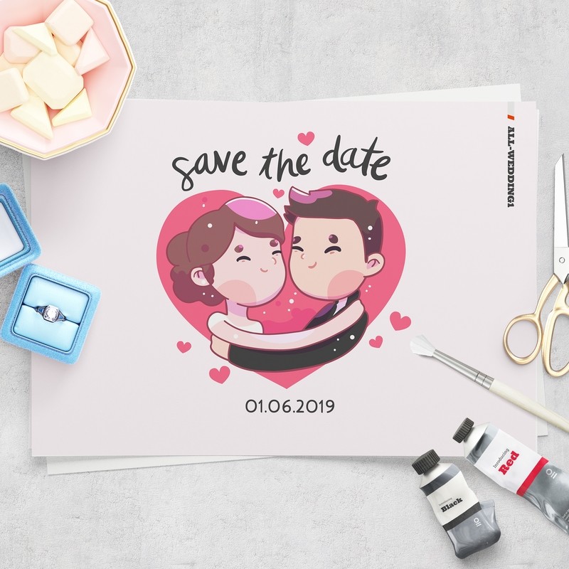 [設計圖樣][雙人與愛心插畫] 婚禮 插畫 全品項 適用