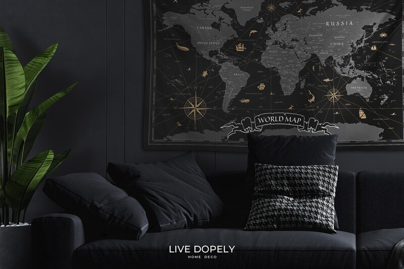 現貨 復古 世界 地圖 (銅墨配色) 布幔 Vintage world map tapestry