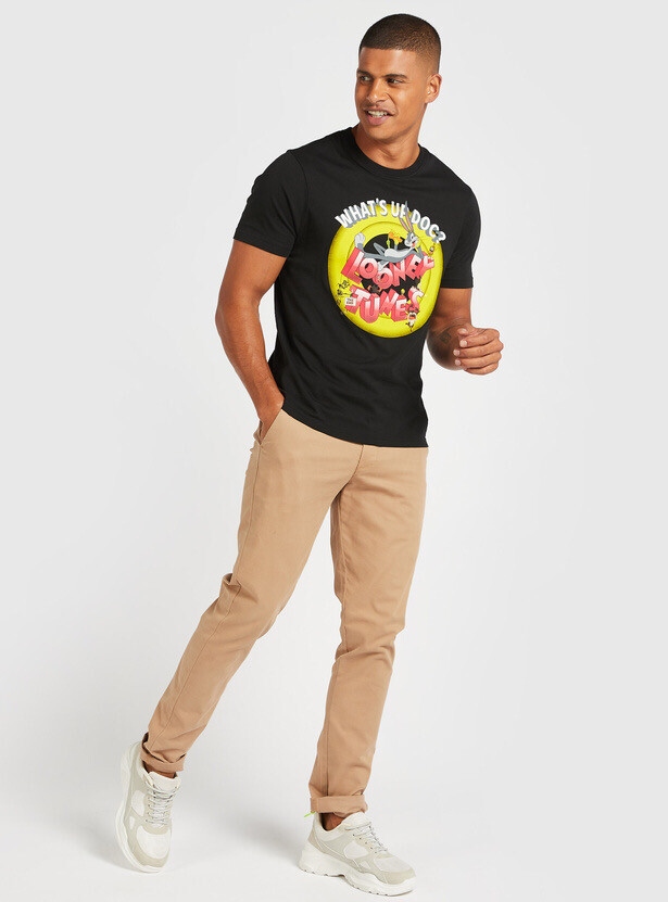 Looney Tunes Graphic Print T-shirt with Short Sleeves