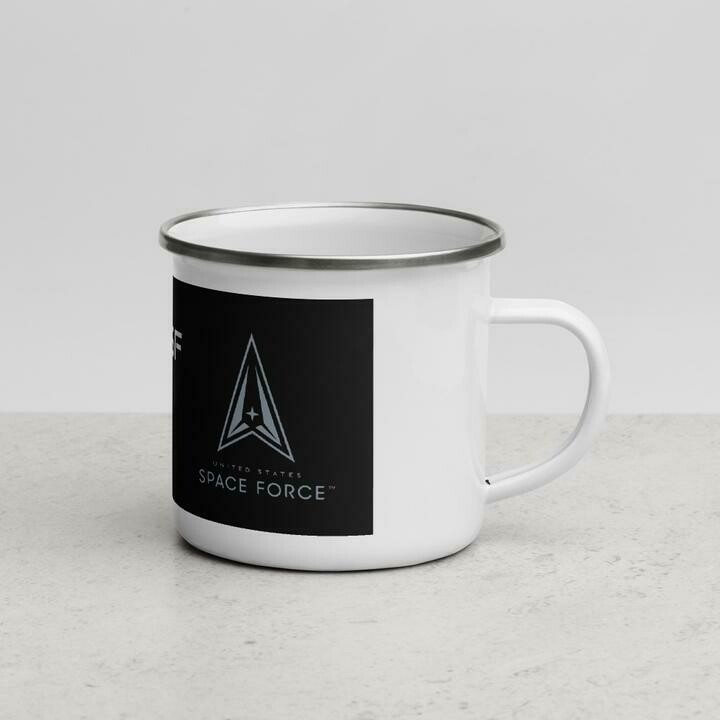 SPACE FORCE DELTA White/Black Enamel Mug
