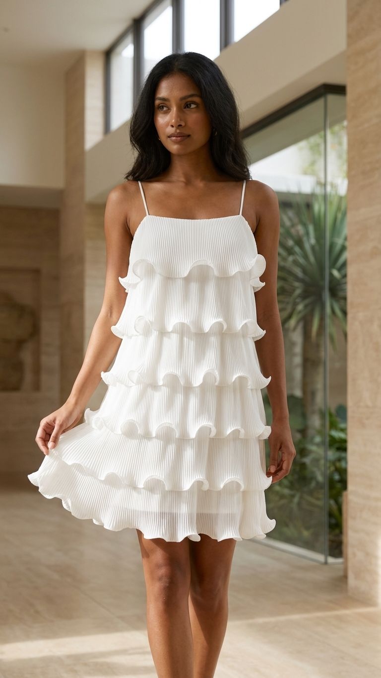 white ruffle dress