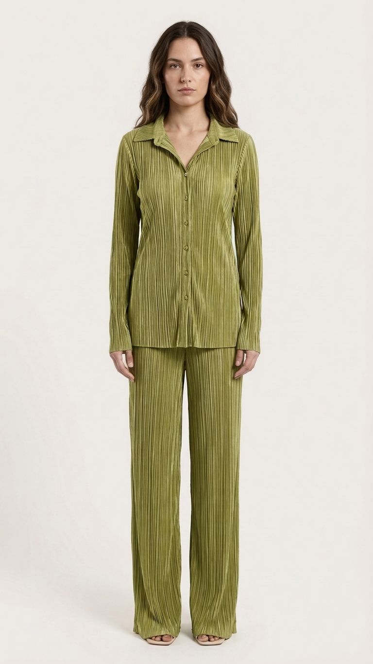 Easy Co-ord set in pleated polyester fabric