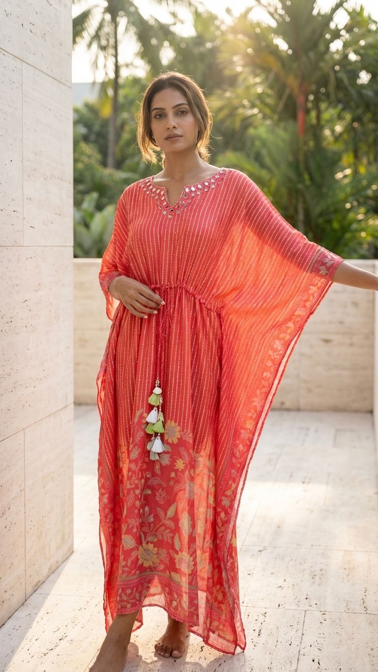 Mirror work kaftan