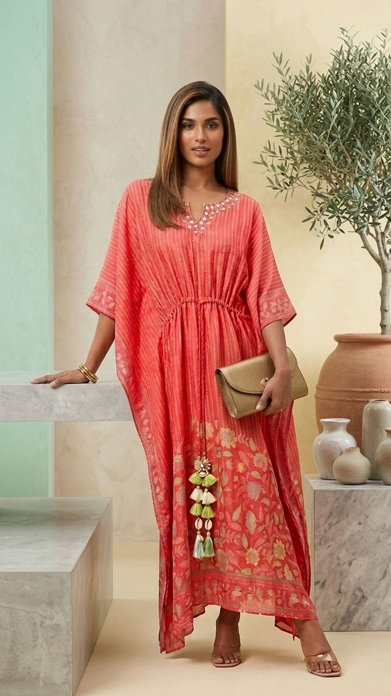 Mirror work kaftan