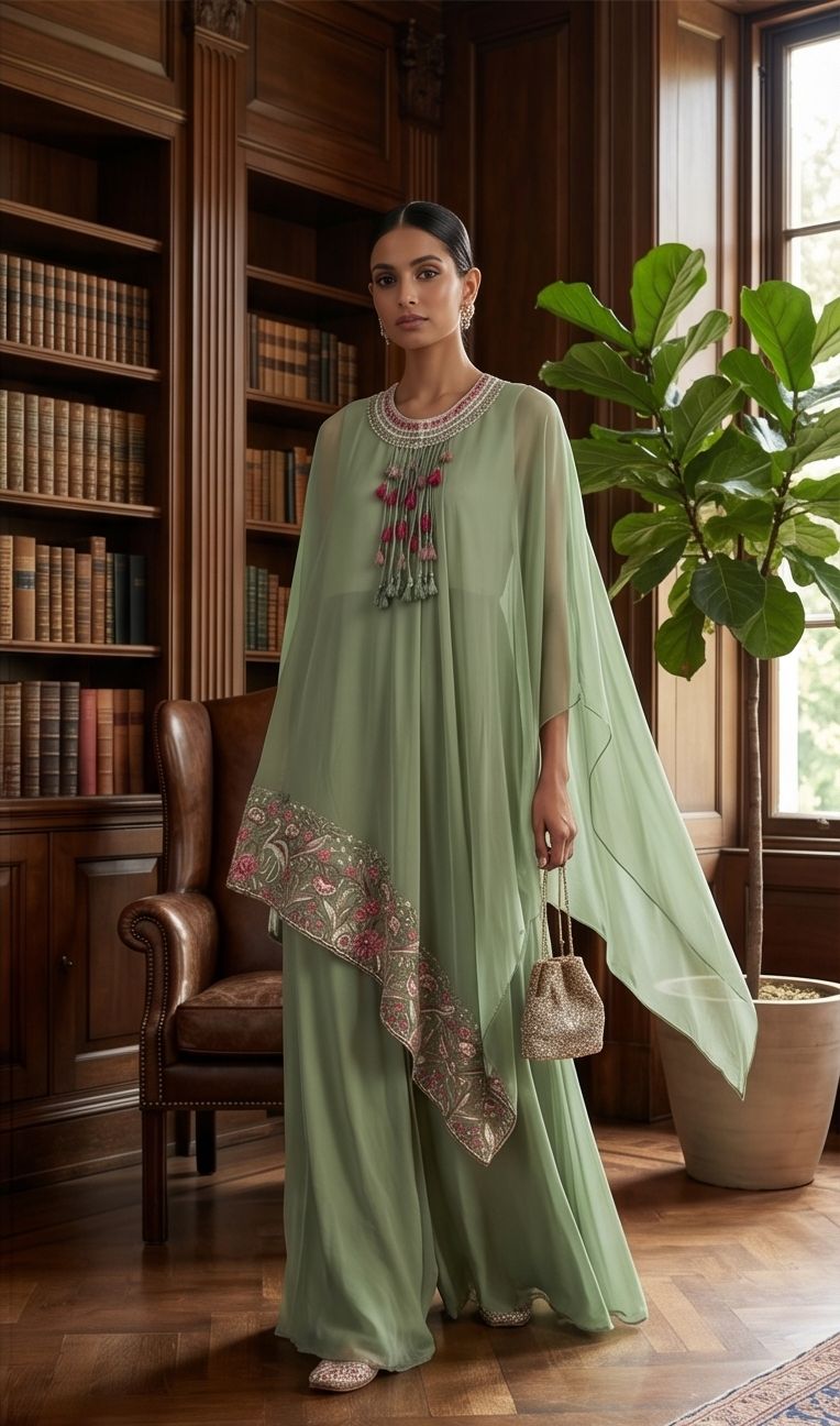 3 piece Asymmetrical Sharara set