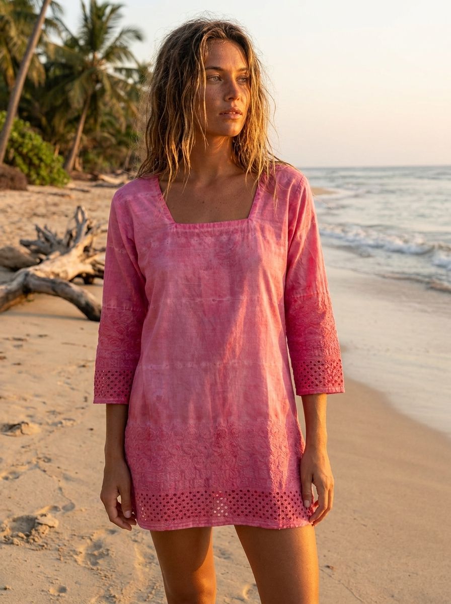 ​Pink Tunic Top – Distressed Finish