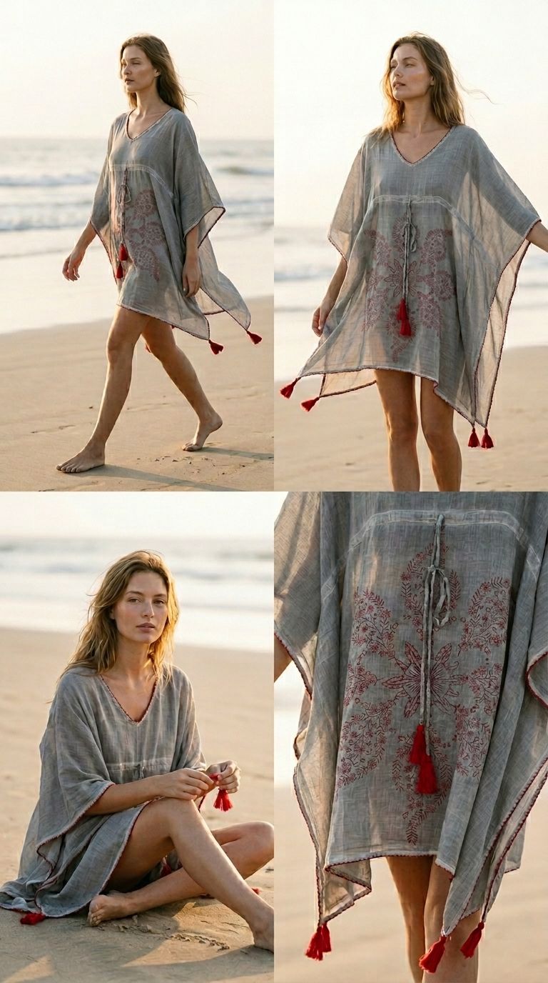 Lightweight Grey cotton  Kaftan