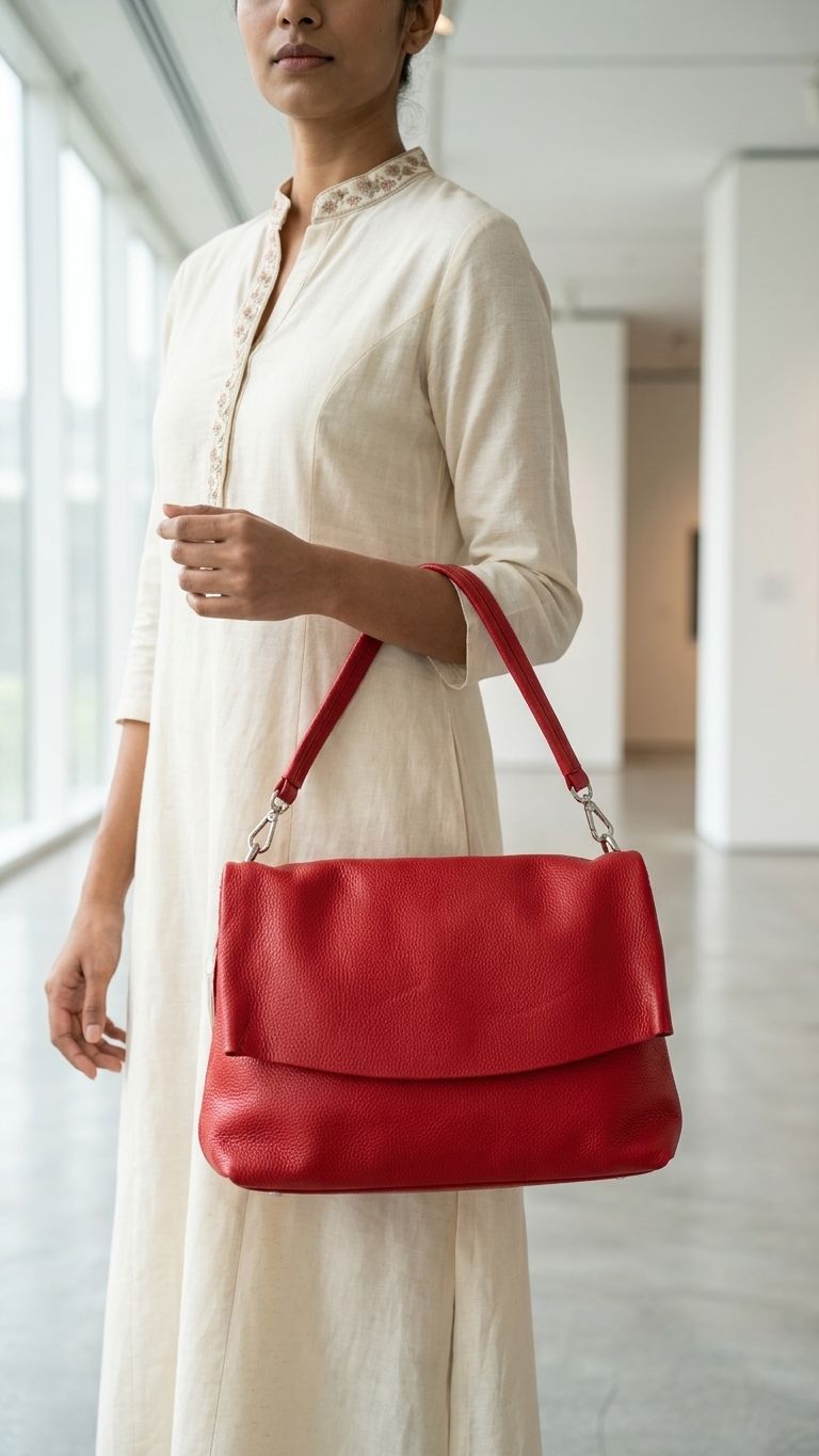 Italian Genuine Leather Fold-Over  Bag