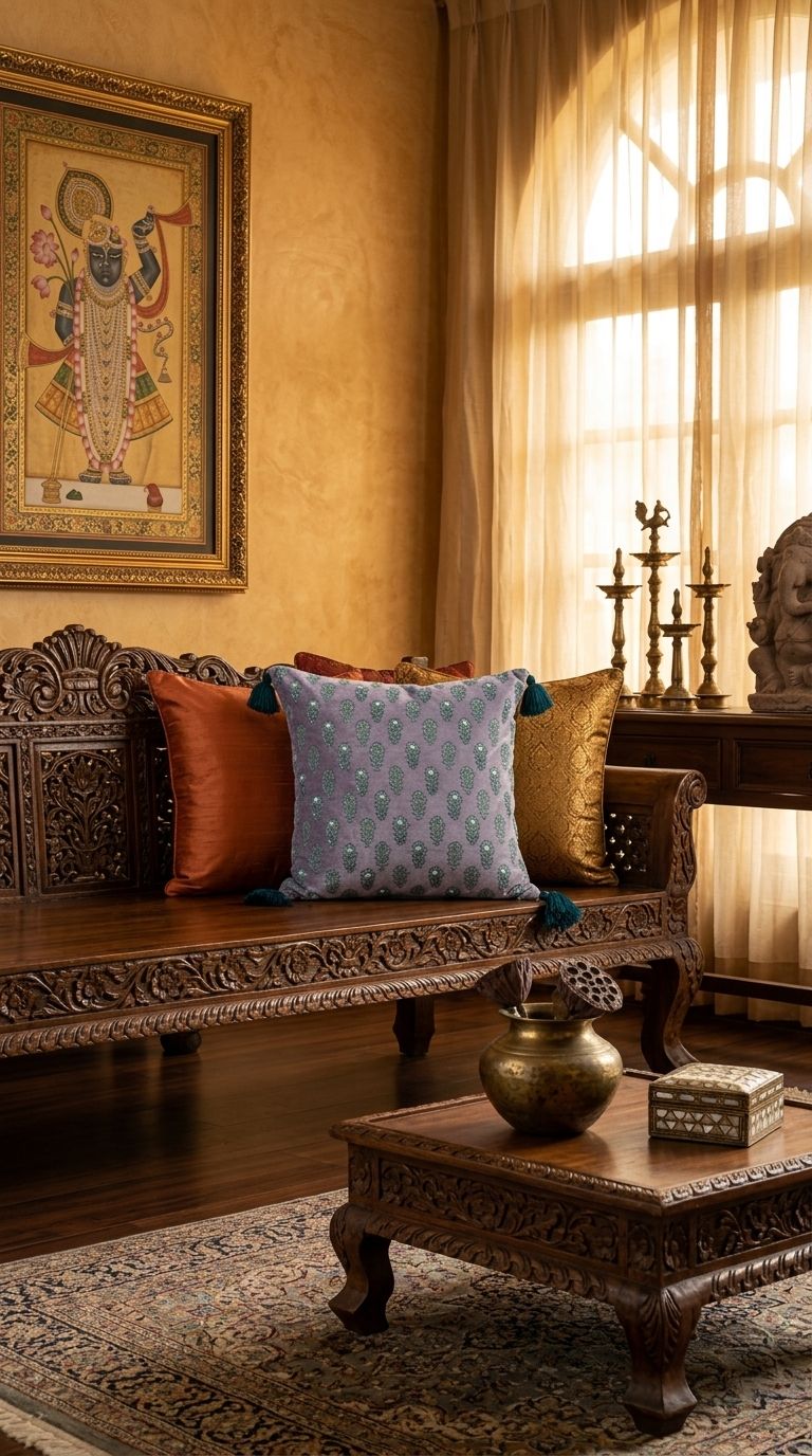 Dusty  mauve Velvet &amp; Teal Cushion Cover with Corner Tassels |