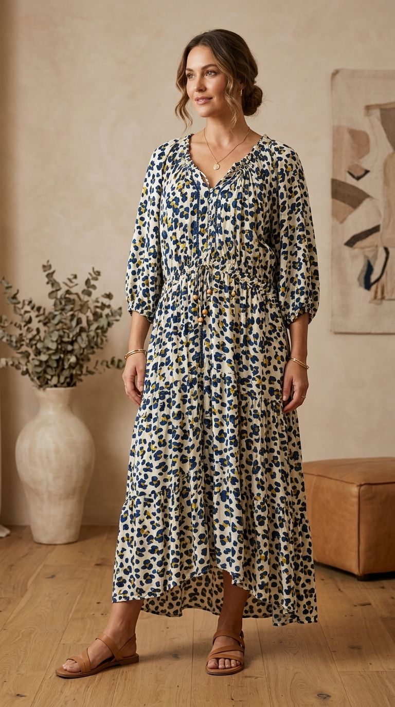 Animal print dress tiered maxi dress