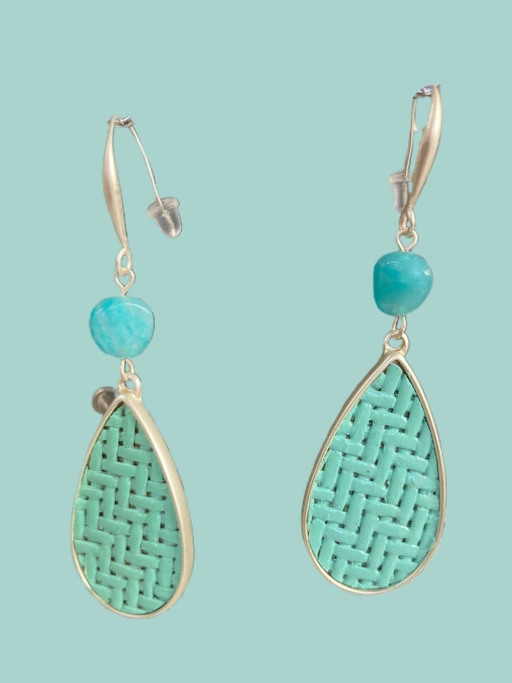 Turquoise Weave Drop Earring
