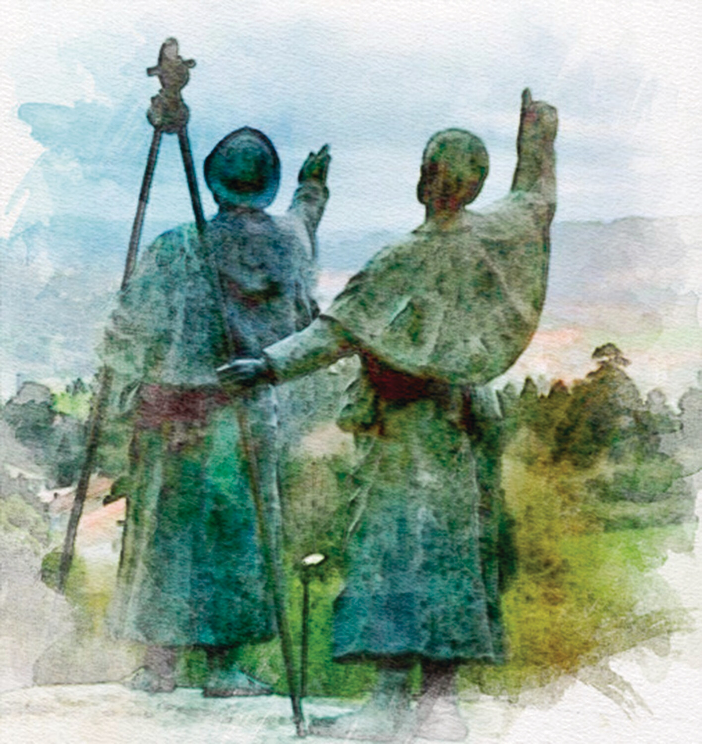 estatua de los peregrinos ,monte do gozo