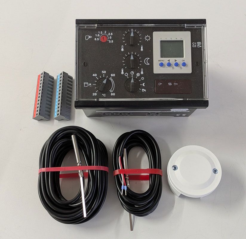 Heizungsregler Steuerung EBV DELTA+ 2B Set mit Fühler und Klemmen