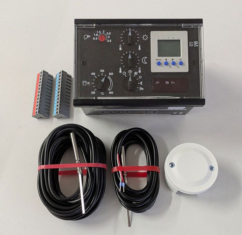 Heizungsregler Steuerung EBV DELTA+ 2B Set mit Fühler und Klemmen